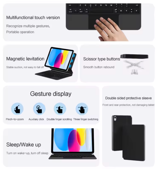 magic keyboard for ipad 11th 10th generation case 2025 ipad a16 11th 11" a3354 a3355 a3356 a2696 smart magnetic book cover folio